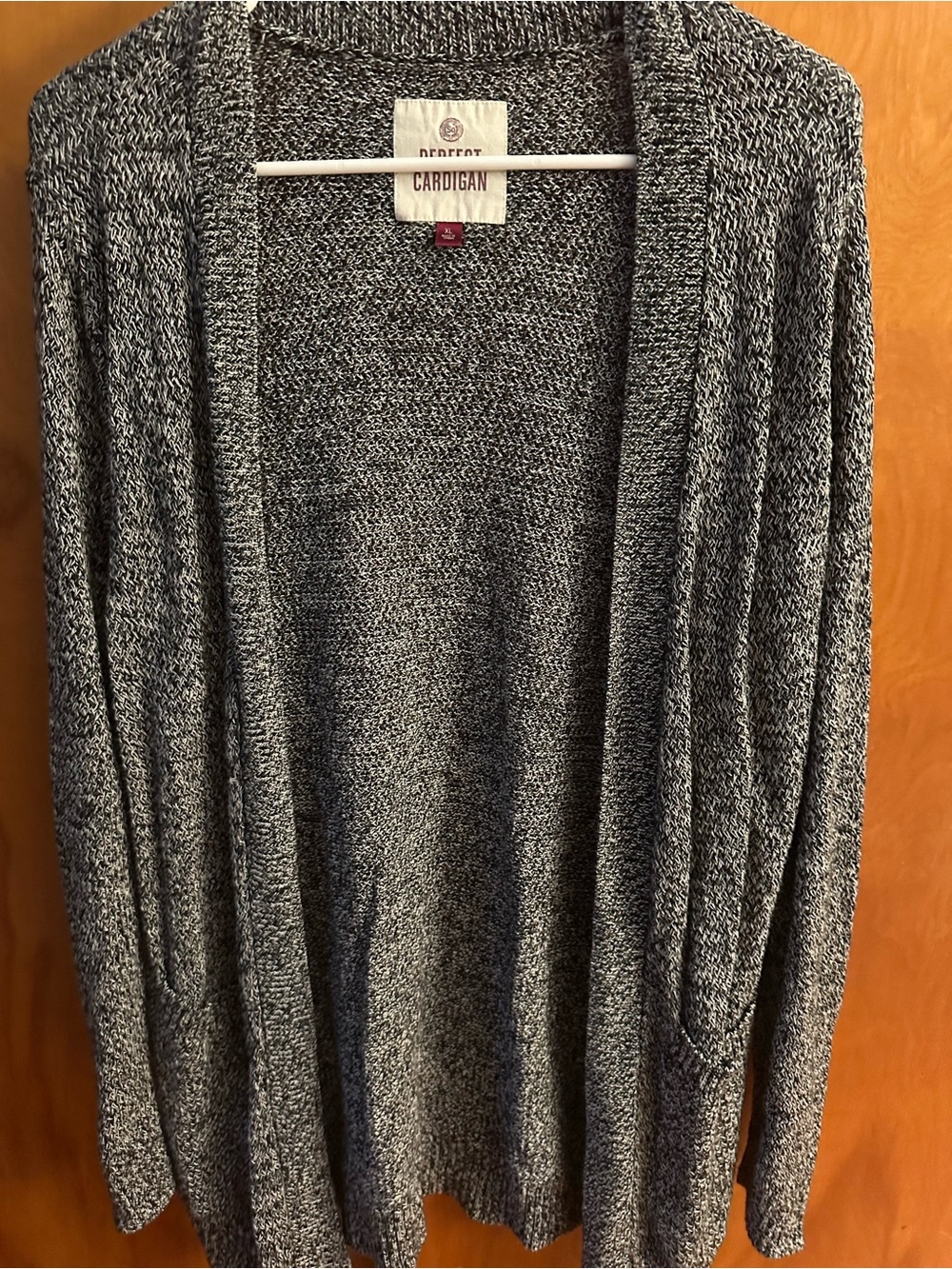Open-Front Marled Gray Cardigan Sweater